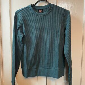 NWT Dickies Women's Waffle Thermal Crewneck Shirt in Dark Green size XS